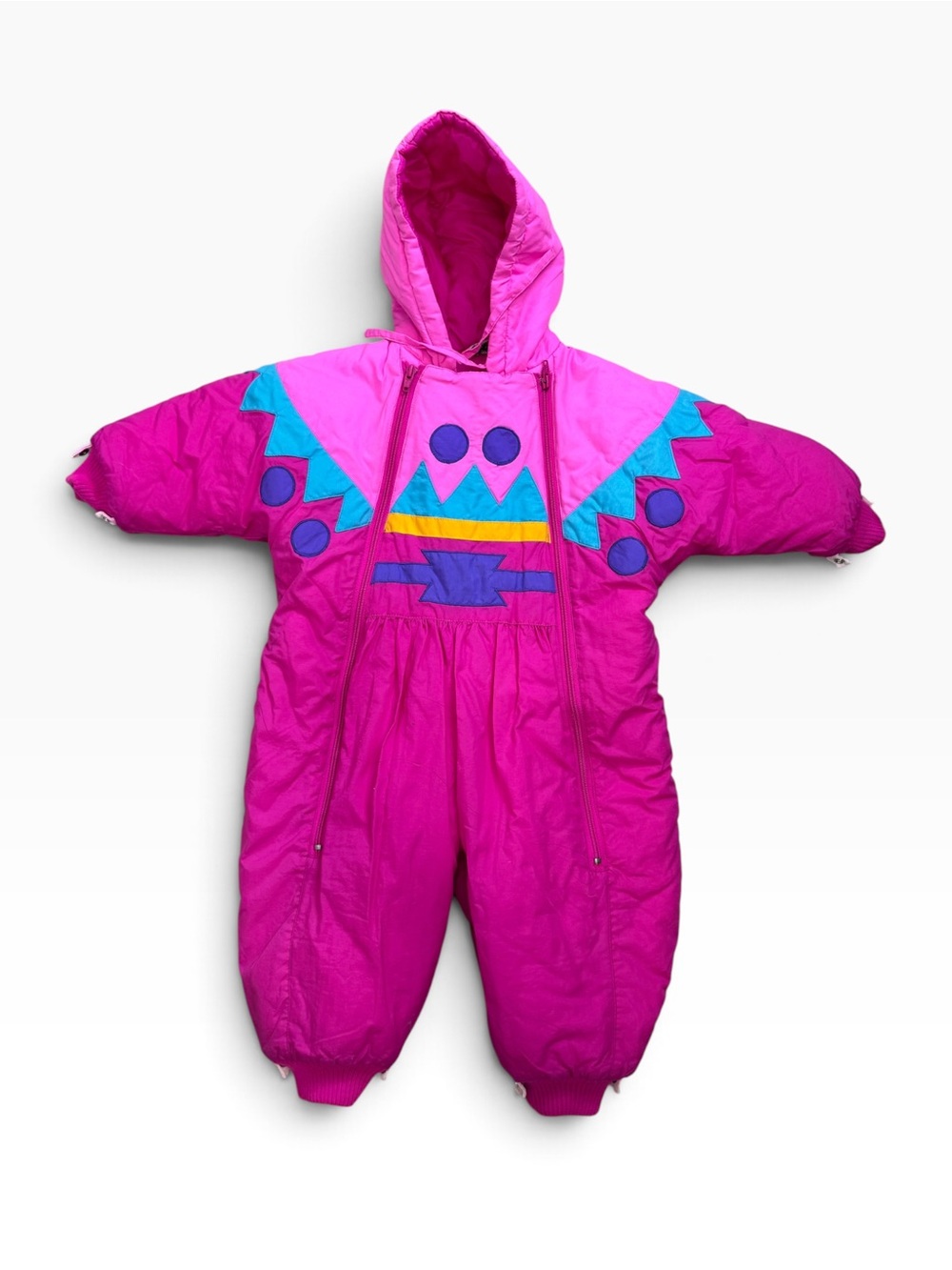 Vintage 80s/90s Mini SOS Colorblock Infant Snowsuit Neon Pink & Purple Size 24M